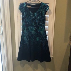 Maggy London floral blue and teal dress